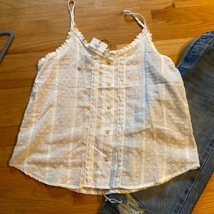 White Swiss Dot Blouse Cami Tank Top